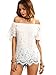 Milumia Women's Off The Shoulder Lace Insert Knotted Top Blouse Large White