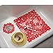mDesign Floral Kitchen Sink Protector Mat, Sponge Holder, Drain Strainer - Set of 3, Red