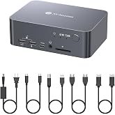 AV Access KVM Switch Docking Station 2 Monitors 2 Computers, 60W Charging | Gigabit Ethernet, 4K@60Hz, 1080p@240Hz, EDID, USB 3.0, Dual Monitor KVM Switch for Laptop &amp; Desktop PC, Ideal for Home Office