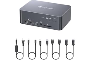 AV Access KVM Switch Docking Station for a Laptop and Desktop Dual Monitor, 1G Ethernet, EDID, Type-C 60W Charging for Laptop