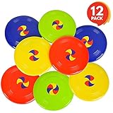ArtCreativity 8 Inch Flying Disc Saucers - Set of 12 - Flyer Disks for Kids and Adults - Durable Plastic - Fun Summer Outdoor Activity Game for Boys, Girls, Toddlers, Camping - Birthday Party Favors