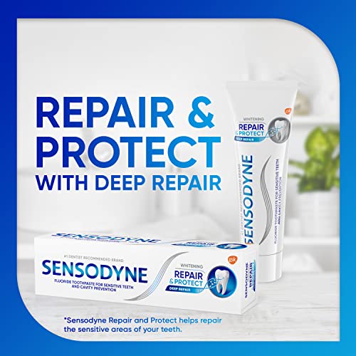 SENSODYNE REPAIR AND PROTECT WHITENING TOOTHPASTE, TOOTHPASTE FOR SENSITIVE TEETH AND CAVITY PREVENTION, 3.4 OZ