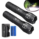 Mini Flashlight 2 Set Tactical Flash Light Lamp Torch with Rechargeable Battery and Charger
