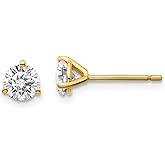 Solid 14k Yellow Gold 3/4ctw Lab Grown Diamond 3 Prong Studs Earrings
