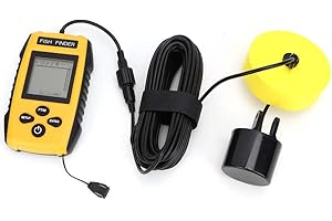 Hilitand Adjustable Sensitivity Fish Finder, Portable LCD Depth Finder with Sonar Sensor, Detects Water Depth and Fish Size, 