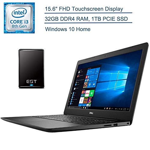 2019 Dell Inspiron 15 Laptop Computer, 15.6″ FHD Touchscreen, 8th Gen Intel Core i3-8145U (Beat i5-7200U) Up to 3.9GHz, 32GB DDR4 RAM, 1TB PCIE SSD, Windows 10 + EST 320GB External Hard Drive