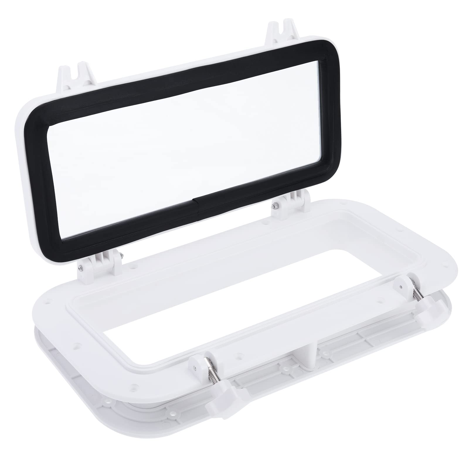 Photo 1 of NovelBee Boat Yacht Rectangle Opening Portlight Porthole,Hatch Porthole Replacement Window Port Hole for Marine Boat Yacht RV ( 15-3/4" x 7-7/8" ) (White)