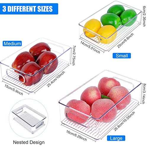 Clear Refrigerator Organizer Bins, Wide Plastic Stackable Food Containers for Pantry, Cabinet, Kitchen Organizers Bins 12 Pack-NOT DISHWASHER SAFE