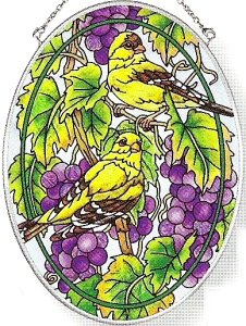 Amia Sonnenfänger Aus Handbemaltem Glas – Blaumeise & Schmetterling Design, Oval 4-1/4 X 3-1/4 Zoll