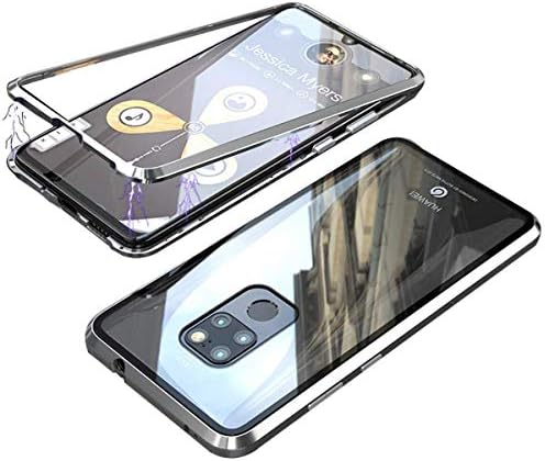 BINGRAN Mate 20 X Case, Luxury[Magnetic Adsorption Technology][Electroplate Metal Frame+Tempered Glass Transparent Back] Full Body Protective Case Cover for Huawei Mate 20 X 7.2 Silver
