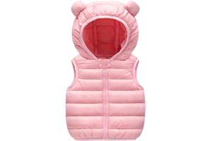 AIWUHE Baby Boys Girls Hooded Puffer Vest Winter Lightweight Sleeveless Bear ears Zipper Up Jacket