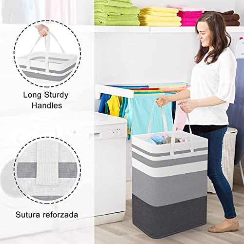 MXCOCO Cesto para Ropa Sucia de 75L, Cesta de Lavandería Plegable de Gran Capacidad, Cesto de Almacenamiento de Ropa con Mango de Cuerda para Alamcenamiento y Organización en Baño y Dormitorio.