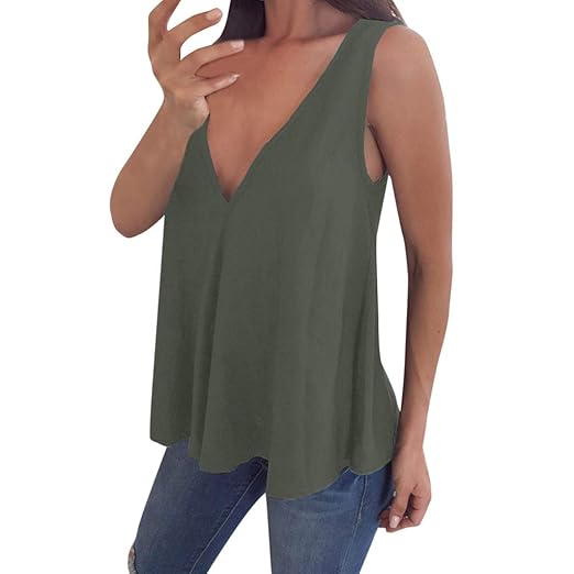 2019 V-Ausschnitt Tank Top Ärmelloses T-Shirt Sommer Weste, Chic WUDUBE Classic Solid Color Bluse Plus Größe S-5XL