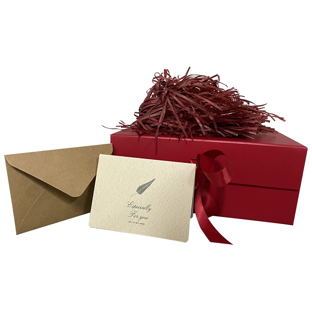 Red Gift Box, 23.5 x17 x10 cm Gift Box with Magnetic Lid and Silk Ribbon Specially Designed for Valentines Day, Presents Birthdays, Holidays, Anniversaries Gift Packaging