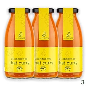 eatPLANTS veganes BIO Thai Curry – 3x 260 ml Gläser fruchtig scharfe pflanzliche Currysoße ohne Zusatzstoffe zum Kochen…