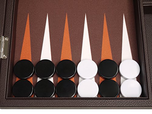 16-inch Premium Backgammon Set - Medium Size - Dark Brown Board