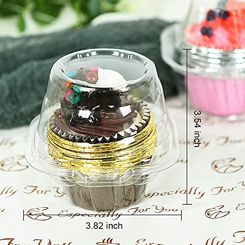 Vumdua Individual Cupcake Containers 100 Packs Plastic Clear Cupcake