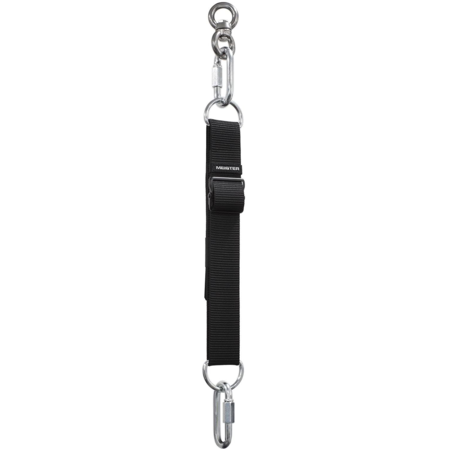 Meister Mounting Extension Strap w/Swivel & Carabiners for Hanging Heavy Bags - 8" - 38" - Black