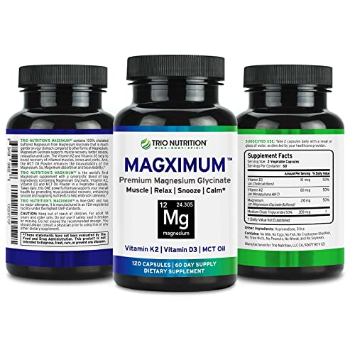 Trio Nutrition MagX Magnesium Glycinate, Vitamin D3, Vitamin K2 & MCT