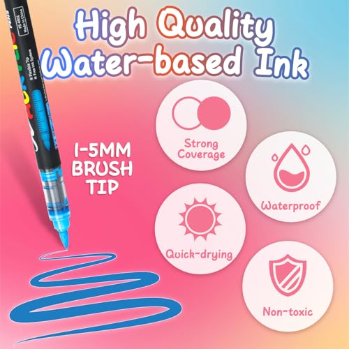 120 Colours Acrylic Marker Pens for Paper, Glass, Pebble, Wood, Egg, Ceramic, Adult Colouring Pens