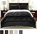 Cathay Home Comforter Set: Ultra Soft and Plush Reversible Micromink and Sherpa 3-Piece Bedding Set, Black, Queen (90