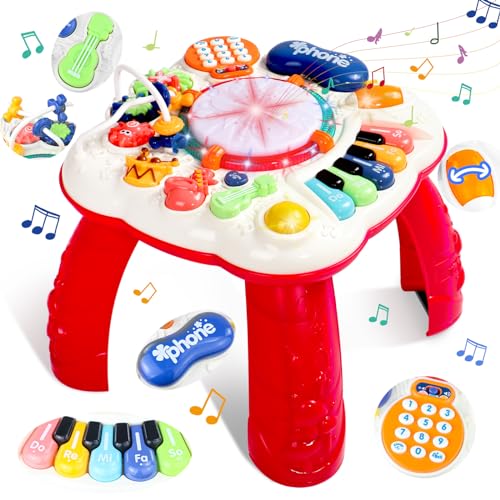 Children's Toys 1 Year – Activity Table Baby 1 Year Old Toys Montessori Musical Table Baby with Sound and Lights Toys for 1 2 Year Old Children Games Gift Baby 1 2 Year Old Boy Girl Original Christmas