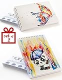 Sketchbook Set: 2 Small Sketch Pads Perfect for Kids! 60 lb Art Paper – 50 Sheets – Spiral – Hardcover