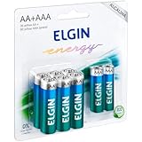 Kit Econômico de Pilhas Alcalinas com 6X AA e 2X AAA, Elgin, Baterias