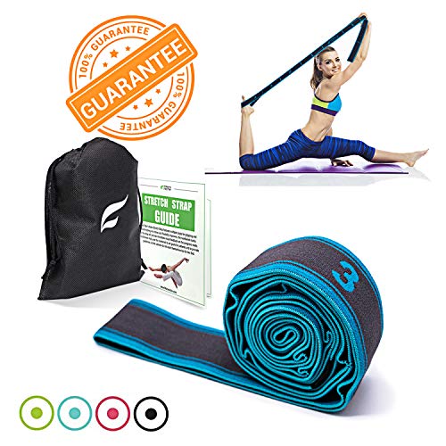 Exercise Resistance Band, High Elastic Resistant 9 Loops Yoga Stretching Strap, Ideal for Tone Muscles Dancer Gymnast Warm up Rehab Physical Therapy Recovery Flexibility Hamstring, Free Bag and Guide