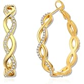 TOPBRIGHT Gold Hoop Earrings for Women, 14K Gold Plated Hoops with 925 Sterling Silver Post Hypoallergenic Lightweight Hoop Earrings for Women Men