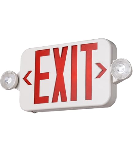 TANLUX Red Exit Sign with Emergency Light, LED Exit Light with