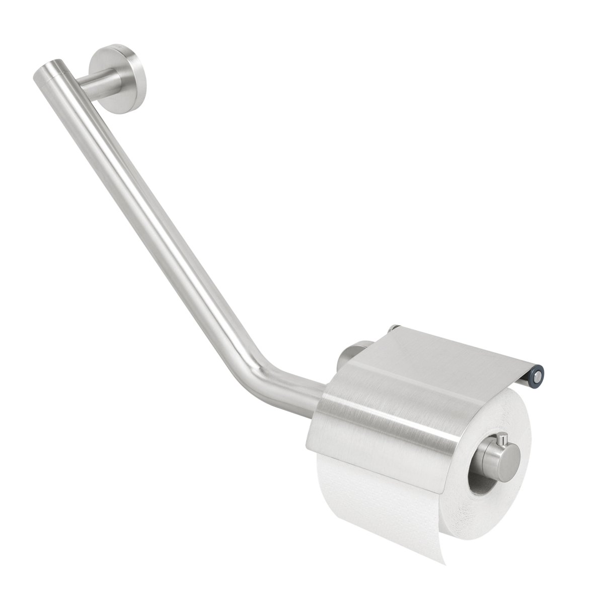 Tiger Boston Comfort & Safety Grab Rail with Toilet Roll Holder, Left, Stainless Steel Brushed