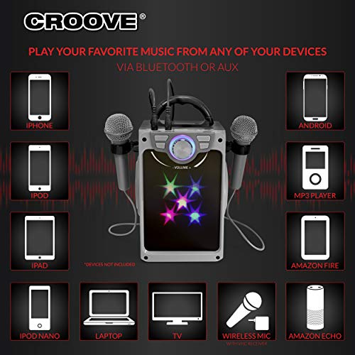 4 Croove+Karaoke+Machine+Microphones+Flashing
