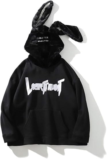 Amazon Sszo メンズ レディース パーカー トレーナー カップル もふもふ うさぎ耳つき フード 暗闇系 裏起毛 クールガール プルオーバー トップス 長袖 おおきめ トレーナー パーカー 通販