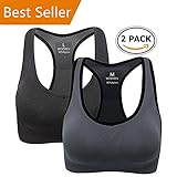 WOZHIFU Women Racerback Sports Bras - High Impact Workout Breathable Gym Activewear Yoga Bra Pack of 2(M/L)