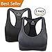 WOZHIFU Women Racerback Sports Bras - High Impact Workout Breathable Gym Activewear Yoga Bra Pack of 2(M/L), Black/Gray