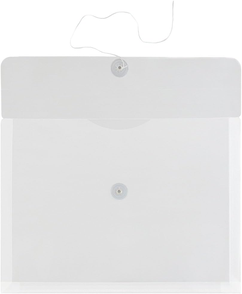 JAM PAPER Plastic Document Envelopes with Button & String Tie Closure - Booklet - 247.6 x 330.2 mm - Clear - 12/Pack - Image 3