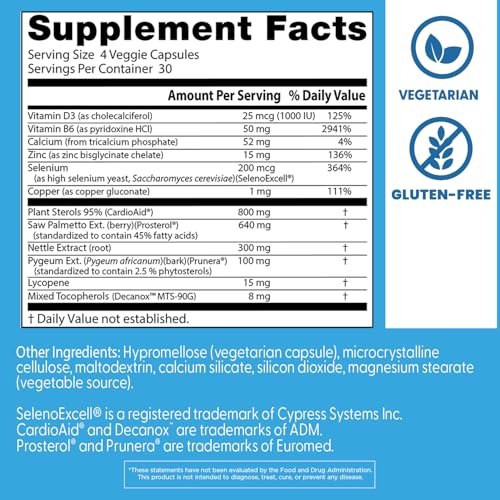 DOCTORS BEST COMPREHENSIVE PROSTATE FORMULA WITH SELENOEXCELL AND CARDIOAID, SUPPORTS PROSTATE HEALTH, GLUTEN FREE, VEGETARIAN 120 VEGGIE CAPS
