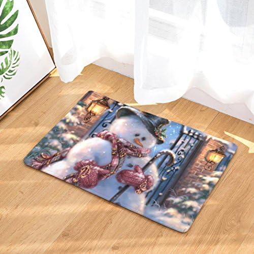 Vacally Home Non Slip Door Floor Mats Hall Snowman Rugs Kitchen Bathroom Carpet Decor Christmas Decorations Perfect Plush Mats for Dining Room, Bedroom