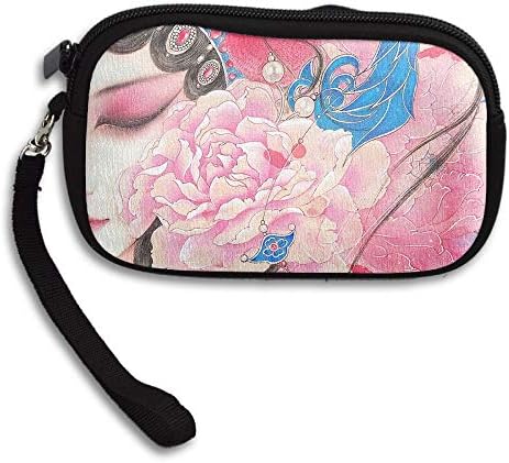 Womens Small Wallet Beautiful Chinese Girl Style Zipper Card Purse Mini Coin Pouch