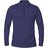 Qngwrtk Mens Quarter Zip Pullover Sweatshirts - UPF 50+ Moisture Wicking & Breathable Soft Shell, Stretchable Poly-Spandex Blend with Stand Collar for Hiking Golf (Navy Blue XXL)