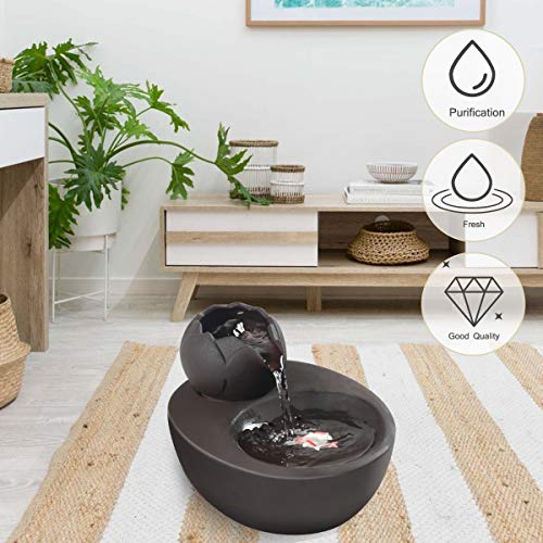Aolnv Lotus Cat Water Fountain, Automatic Ceramic Drinking Fountain for