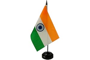 ZIGVERT Vivid Color India Flag Set - Office & Table Decoration, 8 x 5.5 inches - Fade Resistant