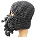 GIANCOMICS Funny Tentacle Octopus Beanie Crochet Knit Beard Hat Fisher Cap Wind Ski Mask Grey