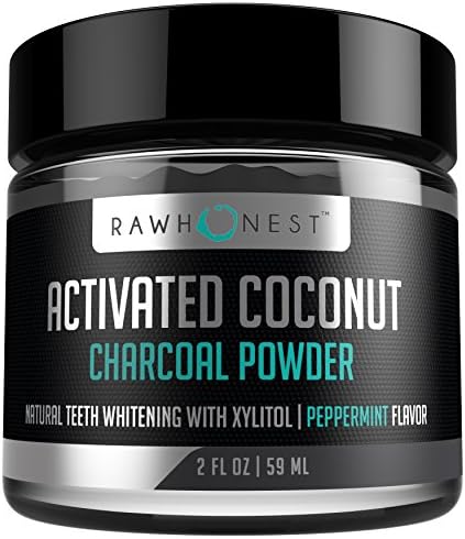 Teeth Whitening - Activated Charcoal Powder With Coconut And Xylitol - 100% Natural &amp; Effective, Removes Stains &amp; Promotes Oral Hygiene, Made in USA, Peppermint