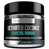 Teeth Whitening - Activated Charcoal Powder With Coconut And Xylitol - 100% Natural & Effective, Removes Stains & Promotes Oral Hygiene, Made in USA, Peppermint