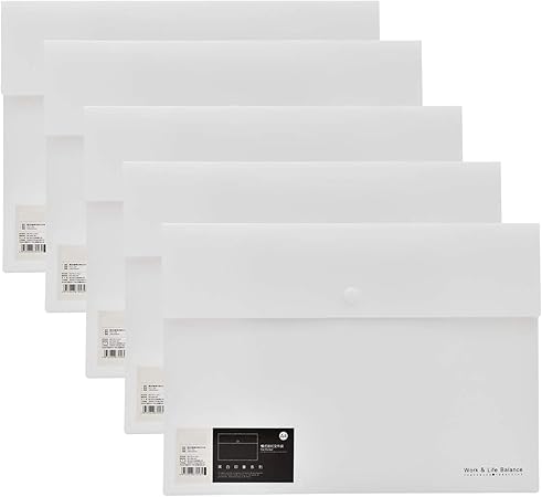 Amazon ドキュメントファイル サイズ クリアファイル 書類入れ フォルダー 大容量 整理 収納ケース プラスチック ファイルホルダー 5枚入り ホワイト ドキュメントファイル 文房具 オフィス用品