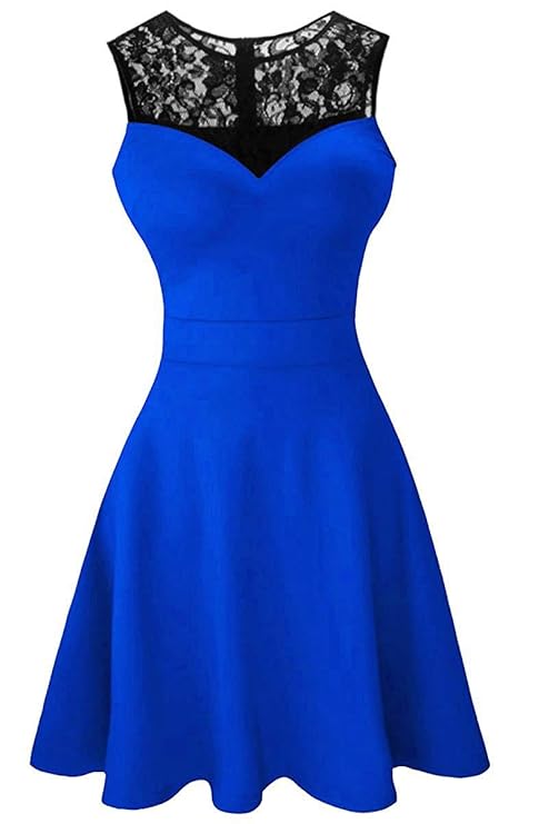 Damen ärmellos Rundausschnitt Falten A-Linie Partykleid Mini Cocktailkleid kurz Festliche Kleid