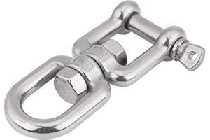 Heavy Duty Swivel Link 304 Stainless Steel Swivel Snap Hooks Rolling Shackle Marine Device with Key Rings Silver(12mm)