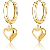 SLUYNZ Solid 925 Sterling Silver 8MM Fat Heart Hoop Earrings for Women Teens Sweet Love Hoop Earrings Huggie
